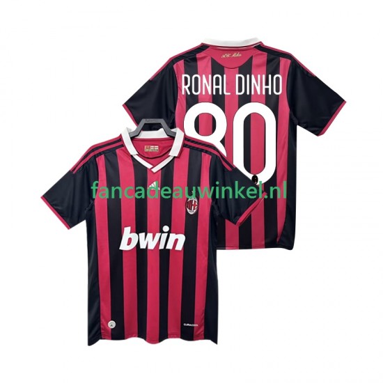 AC Milan Wedstrijdshirt met Korting RONALDINHO 80 2009 Retro Thuis Heren 2010 Korte Mouw