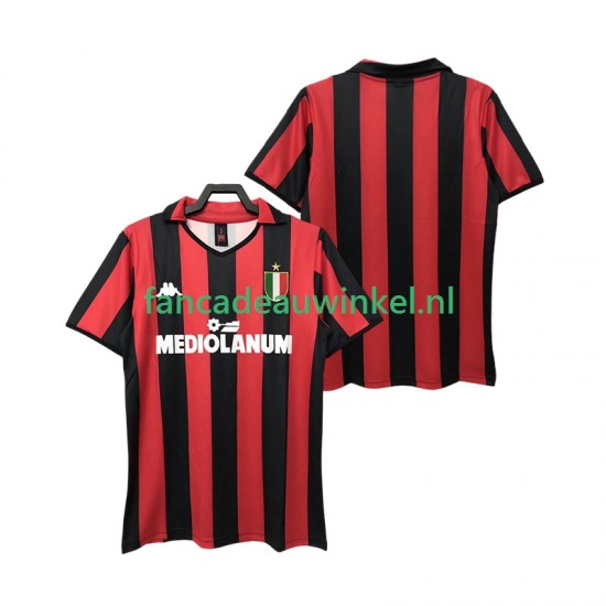 AC Milan Wedstrijdshirt met Korting 1988 1989 Retro Thuis Heren Korte Mouw