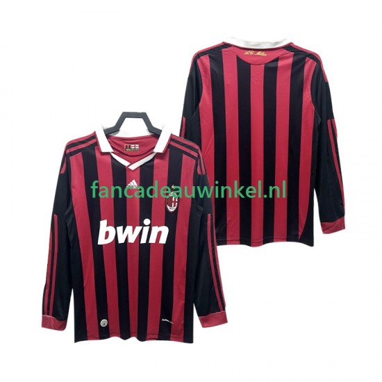 AC Milan Wedstrijdshirt met Korting 2009 Retro Thuis Heren 2010 Lange Mouw