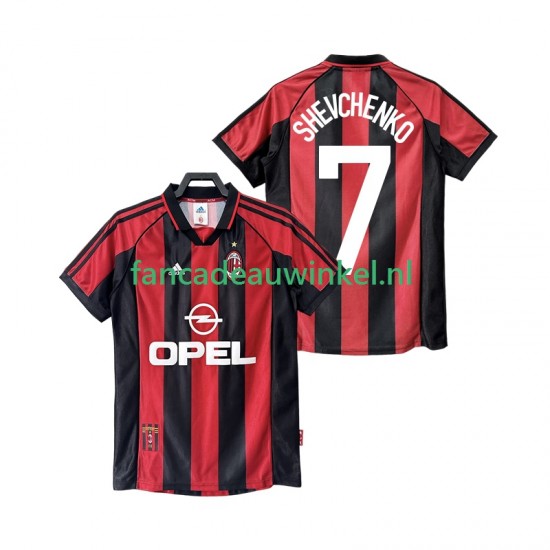 AC Milan Wedstrijdshirt met Korting SHEVCHENKO 7 Retro Thuis Heren 1998 1999 Korte Mouw
