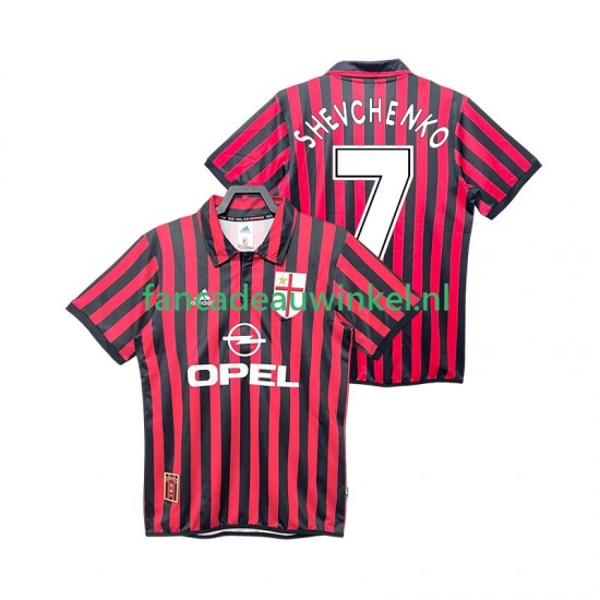 AC Milan Wedstrijdshirt met Korting SHEVCHENKO 7 2000 Retro Thuis Heren 1999 Korte Mouw