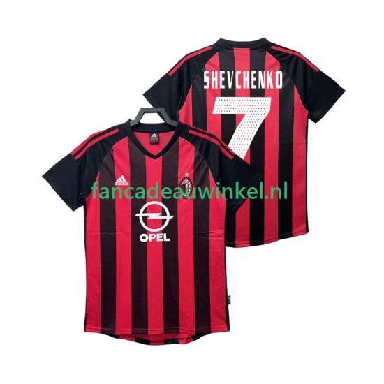 AC Milan Wedstrijdshirt met Korting SHEVCHENKO 7 2003 Retro Thuis Heren 2002 Korte Mouw