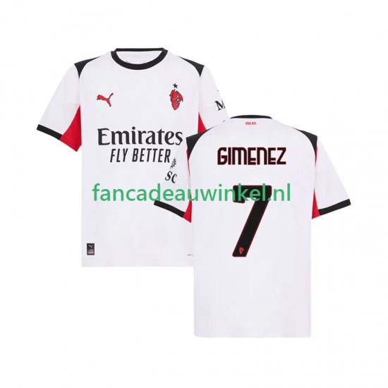 AC Milan Wedstrijdshirt met Korting Santiago Gimenez 7 Uit Heren 2025-26 Korte Mouw