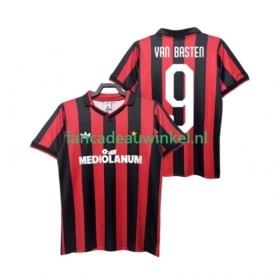AC Milan Wedstrijdshirt met Korting VAN BASTEN 9 1990 1991 Retro Thuis Heren Korte Mouw