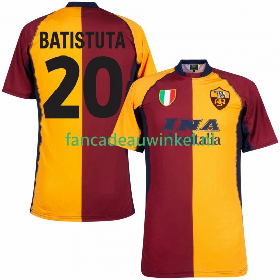 AS Roma Wedstrijdshirt met Korting Batistuta 20 2000 2001 Retro Thuis Heren Korte Mouw