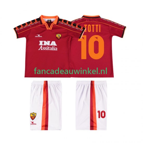 AS Roma Wedstrijdshirt met Korting TOTTI 10 Retro Thuis Kind 1998 1999 Korte Mouw