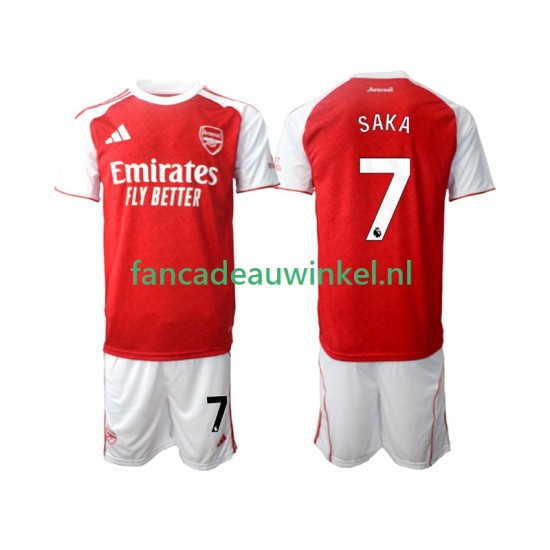 Arsenal Wedstrijdshirt met Korting Bukayo Saka 7 Thuis Kind 2025-26 Korte Mouw