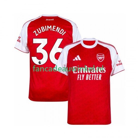 Arsenal Wedstrijdshirt met Korting Zubimendi 36 Thuis Heren 2025-26 Korte Mouw
