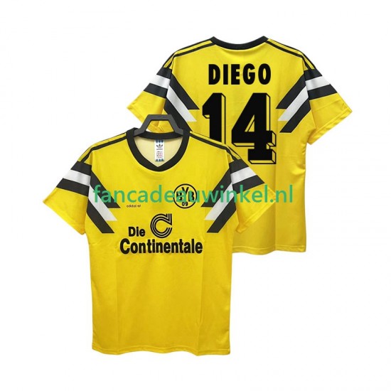 Borussia Dortmund Wedstrijdshirt met Korting DIEGO 14 DFB-POKAL 1989 Retro Thuis Heren Korte Mouw