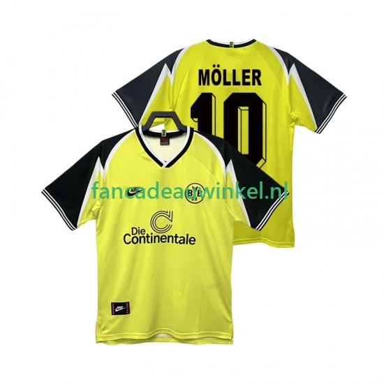 Borussia Dortmund Wedstrijdshirt met Korting Moller 10 1995 1996 Retro Thuis Heren Korte Mouw