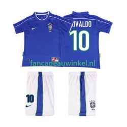 Brazilië Wedstrijdshirt met Korting RIVALDO 10 Retro Uit Kind 1998 Korte Mouw