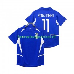 Brazilië Wedstrijdshirt met Korting RONALDINHO 11 Retro Uit Heren 2002 Korte Mouw