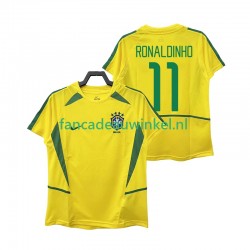 Brazilië Wedstrijdshirt met Korting RONALDINHO 11 Retro Thuis Heren 2002 Korte Mouw
