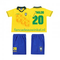 Brazilië Wedstrijdshirt met Korting RONALDO 20 Retro Thuis Kind 1994 Korte Mouw