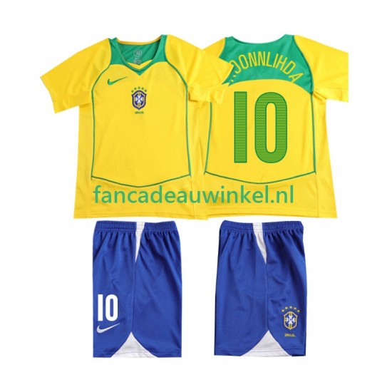Brazilië Wedstrijdshirt met Korting RONALOINHO 10 Retro Thuis Kind 2004 Korte Mouw