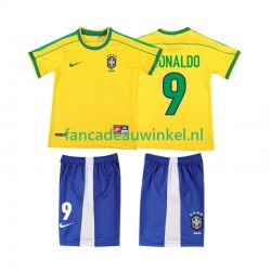 Brazilië Wedstrijdshirt met Korting Ronaldo 9 Retro Thuis Kind 1998 Korte Mouw