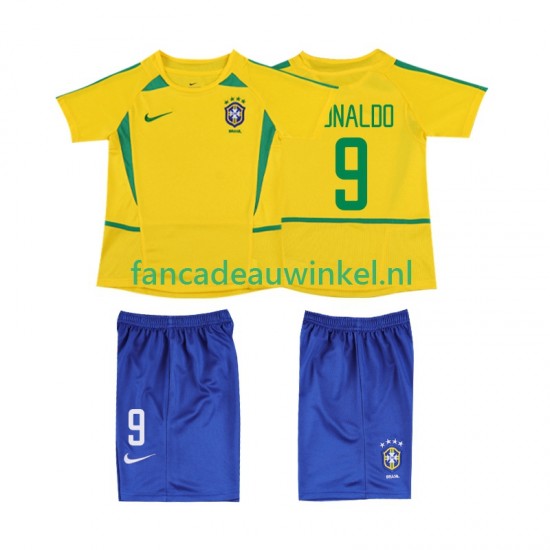 Brazilië Wedstrijdshirt met Korting Ronaldo 9 Retro Thuis Kind 2002 Korte Mouw