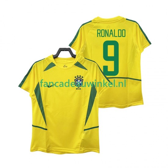 Brazilië Wedstrijdshirt met Korting Ronaldo 9 Retro Thuis Heren 2002 Korte Mouw