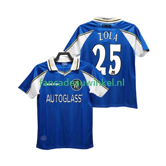 Chelsea Wedstrijdshirt met Korting ZOLA 25 1997 Retro Thuis Heren 1999 Korte Mouw