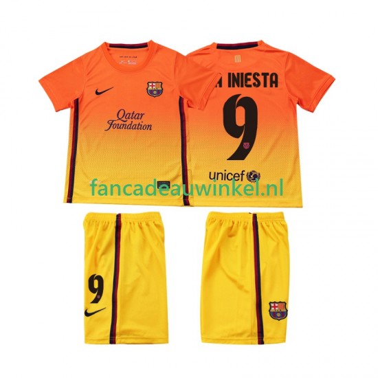 FC Barcelona Wedstrijdshirt met Korting A INIESTA 9 2012 2013 Retro Uit Kind Korte Mouw