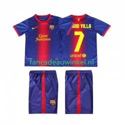 FC Barcelona Wedstrijdshirt met Korting DAUID VILLA 7 2012 2013 Retro Thuis Kind Korte Mouw