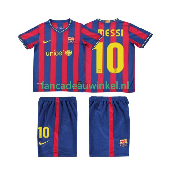 FC Barcelona Wedstrijdshirt met Korting Lionel Messi 10 2009 Retro Thuis Kind 2010 Korte Mouw