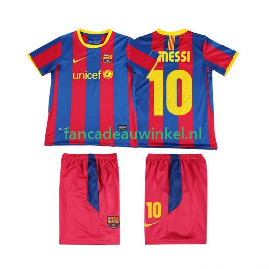 FC Barcelona Wedstrijdshirt met Korting Lionel Messi 10 Retro Thuis Kind 2011 2010 Korte Mouw