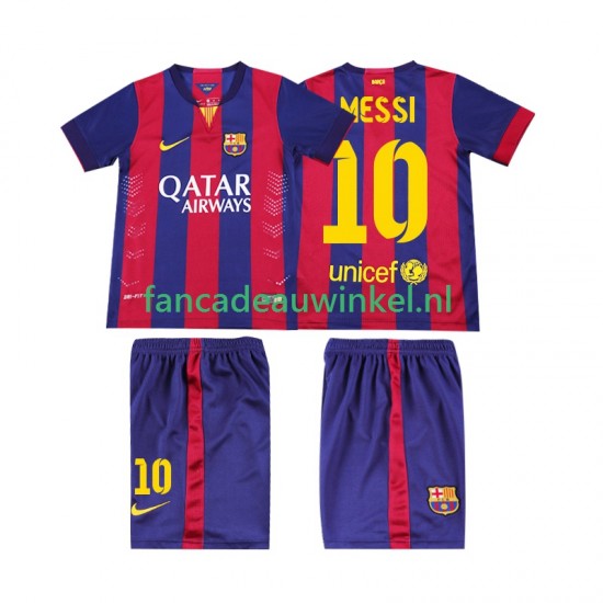 FC Barcelona Wedstrijdshirt met Korting Lionel Messi 10 2014 2015 Retro Thuis Kind Korte Mouw