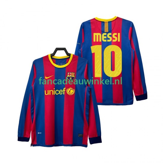 FC Barcelona Wedstrijdshirt met Korting Lionel Messi 10 Retro Thuis Heren 2011 2010 Lange Mouw
