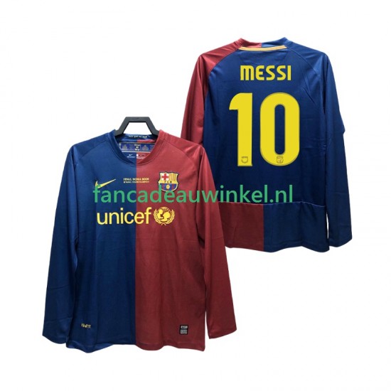 FC Barcelona Wedstrijdshirt met Korting Lionel Messi 10 Champions League 2009 Retro Thuis Heren 2008 Lange Mouw
