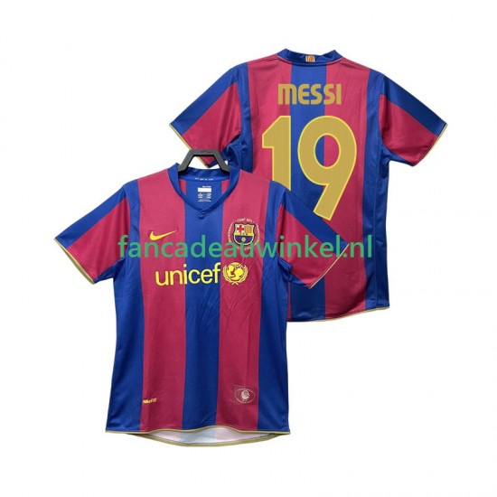 FC Barcelona Wedstrijdshirt met Korting Lionel Messi 19 2007 Retro Thuis Heren 2008 Korte Mouw
