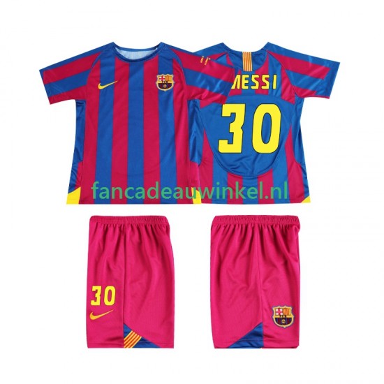 FC Barcelona Wedstrijdshirt met Korting Lionel Messi 30 Champions League 2005 Retro Thuis Kind 2006 Korte Mouw