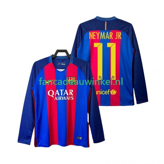 FC Barcelona Wedstrijdshirt met Korting Neymar JR 11 2016 2017 Retro Thuis Heren Lange Mouw