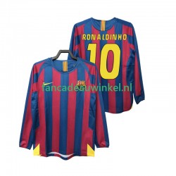 FC Barcelona Wedstrijdshirt met Korting RONALDINHO 10 2005 Retro Thuis Heren 2006 Lange Mouw