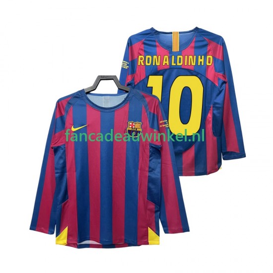 FC Barcelona Wedstrijdshirt met Korting RONALDINHO 10 Champions League 2005 Retro Thuis Heren 2006 Lange Mouw