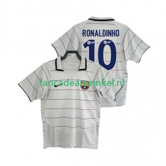 FC Barcelona Wedstrijdshirt met Korting RONALDINHO 10 2003 Retro Uit Heren 2004 Korte Mouw