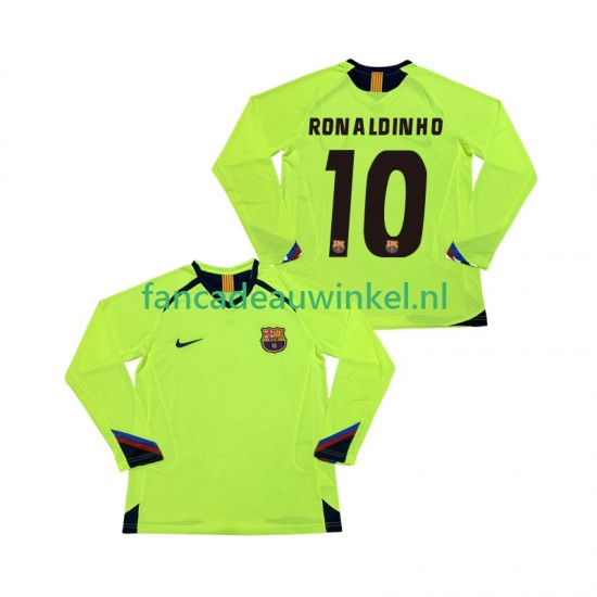 FC Barcelona Wedstrijdshirt met Korting RONALDINHO 10 2005 Retro Uit Heren 2006 Lange Mouw