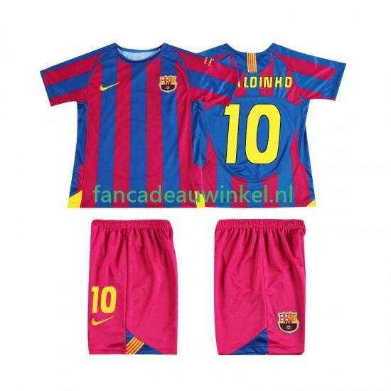 FC Barcelona Wedstrijdshirt met Korting RONALDINHO 10 Champions League 2005 Retro Thuis Kind 2006 Korte Mouw