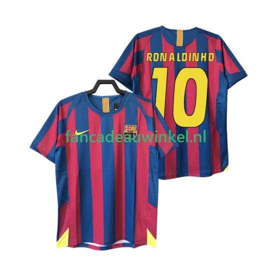 FC Barcelona Wedstrijdshirt met Korting RONALDINHO 10 2005 Retro Thuis Heren 2006 Korte Mouw