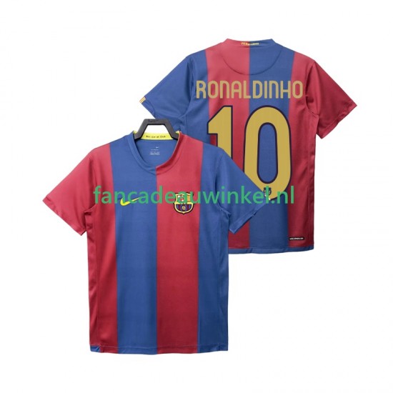 FC Barcelona Wedstrijdshirt met Korting RONALDINHO 10 2007 Retro Thuis Heren 2006 Korte Mouw