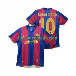 FC Barcelona Wedstrijdshirt met Korting RONALDINHO 10 2007 Retro Thuis Heren 2008 Korte Mouw