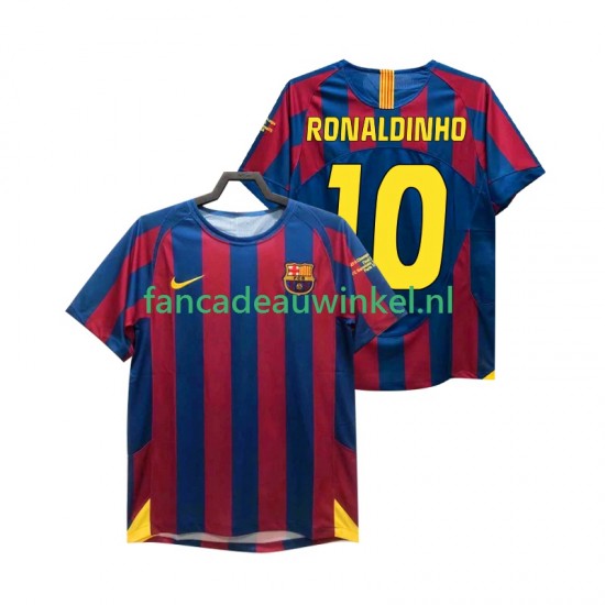 FC Barcelona Wedstrijdshirt met Korting RONALDINHO 10 Champions League 2005 Retro Thuis Heren 2006 Korte Mouw
