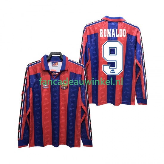 FC Barcelona Wedstrijdshirt met Korting RONALDO 9 1996 1997 Retro Thuis Heren Lange Mouw