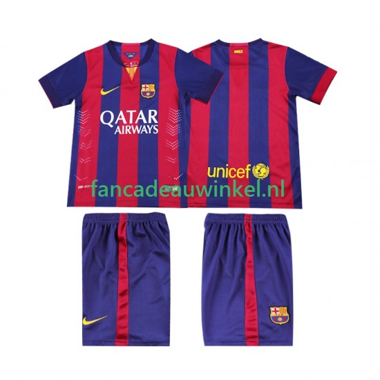 FC Barcelona Wedstrijdshirt met Korting 2014 2015 Retro Thuis Kind Korte Mouw