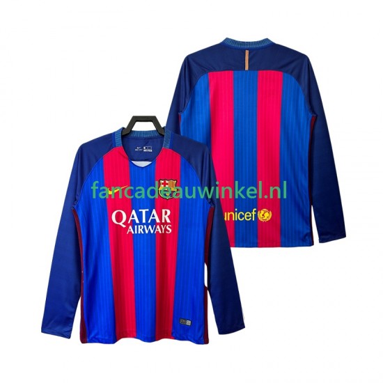 FC Barcelona Wedstrijdshirt met Korting 2016 2017 Retro Thuis Heren Lange Mouw