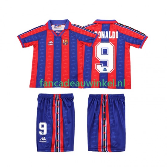 FC Barcelona Wedstrijdshirt met Korting Ronaldo 1996 1997 Retro Thuis Kind Korte Mouw