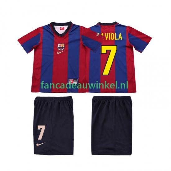 FC Barcelona Wedstrijdshirt met Korting SAVIOLA 7 Retro Thuis Kind 1998 1999 Korte Mouw