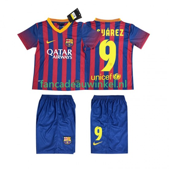 FC Barcelona Wedstrijdshirt met Korting SUARZE 9 2013 2014 Retro Thuis Kind Korte Mouw