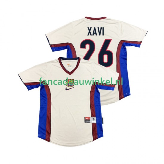 FC Barcelona Wedstrijdshirt met Korting XAVI 26 Retro Uit Heren 1998 1999 Korte Mouw