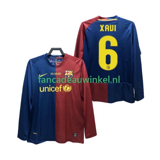 FC Barcelona Wedstrijdshirt met Korting XAVI 6 Champions League 2009 Retro Thuis Heren 2008 Lange Mouw